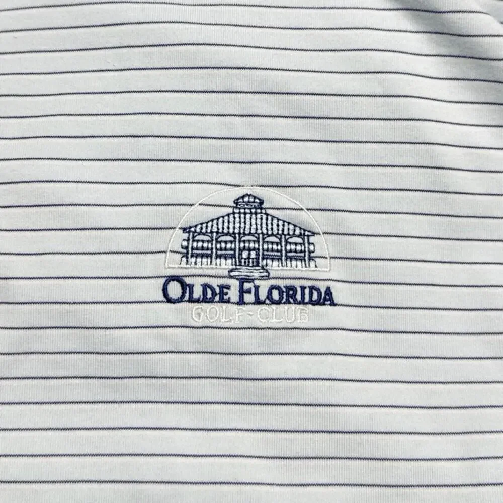 FENNEC Men’s Blue Striped Golf Polo Size 2XL Olde Florida Golf Club Logo